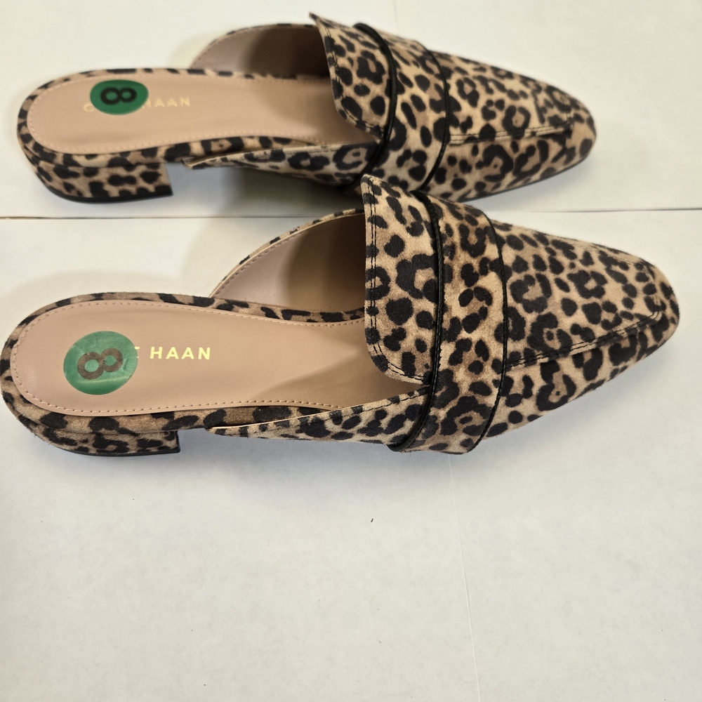 Cole Haan Pasha Mule Leopard Print Suede